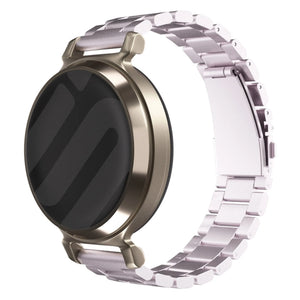 Steel Strap, pink, on a watch, 3/4 front view
