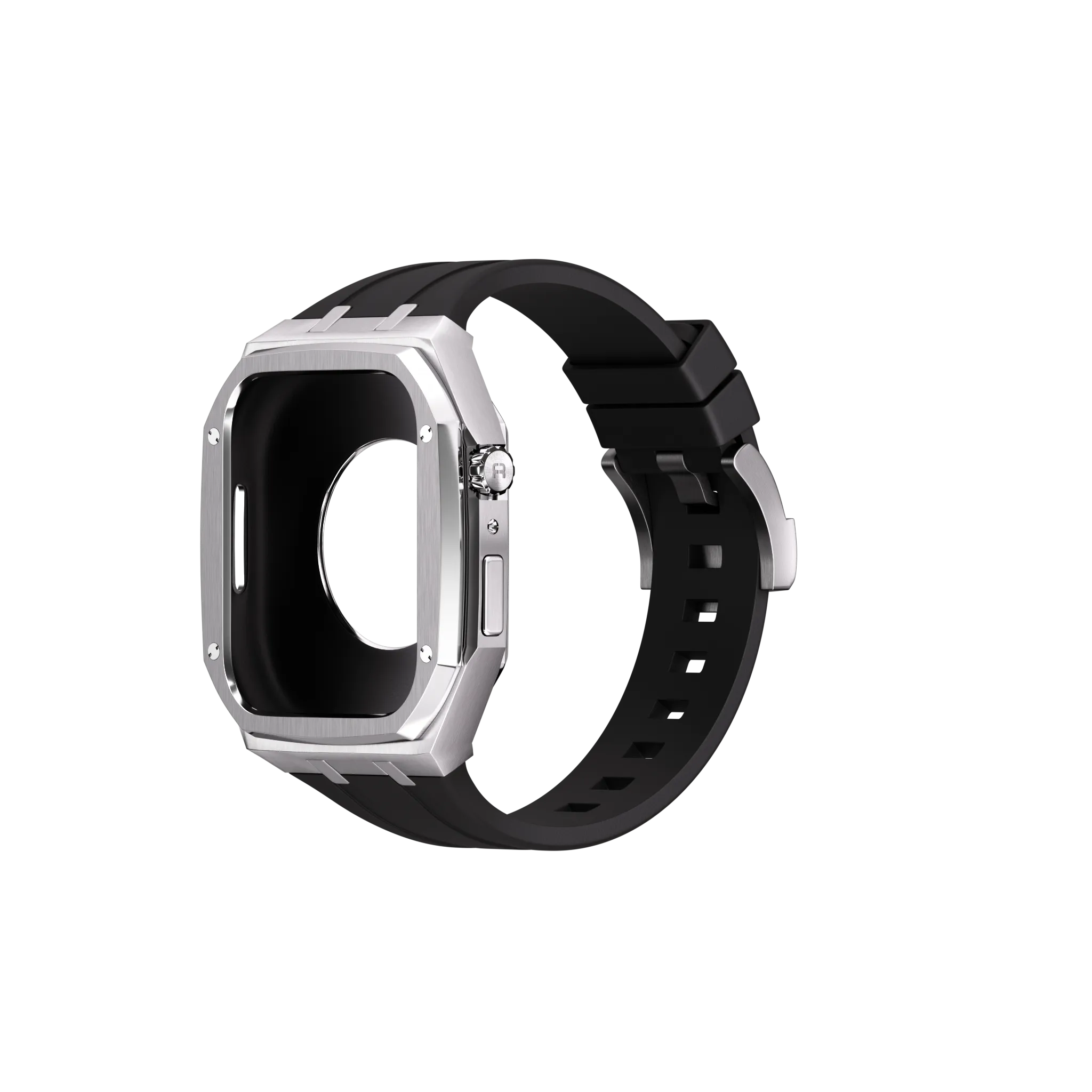 Reqior Funda de metal con correa de goma Apple Watch 45mm (plateado)