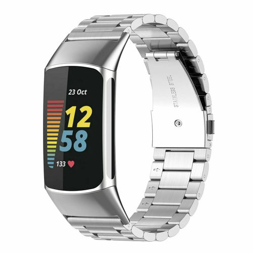 Steel Strap, silver, on a watch, 3/4 front view