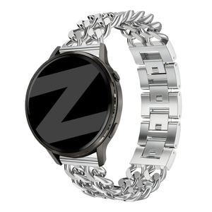 Metal Strap 'Double Chains', silver, on a watch, 3/4 front view