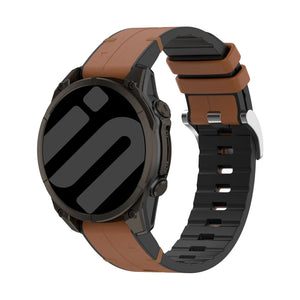 Correa cuero híbrida Garmin Fenix E (marrón)