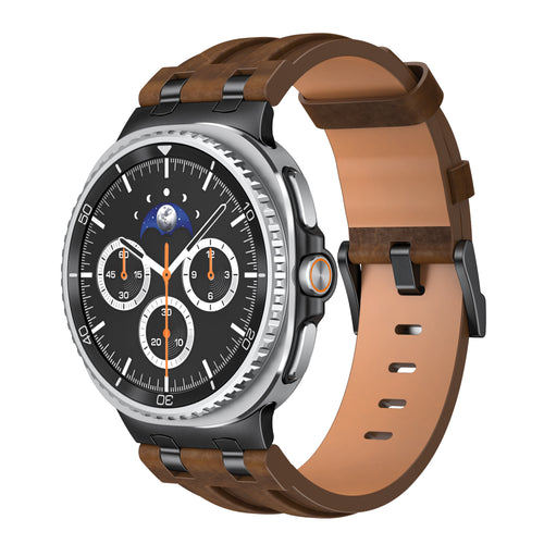 Correa cuero sólida Samsung Galaxy Watch 9 - 44mm (marrón oscuro)