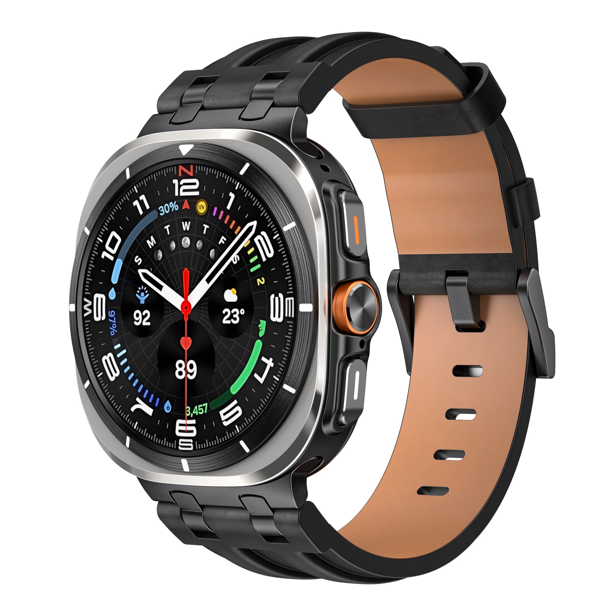 Samsung Galaxy Watch Ultra 2 Solid Leather Strap (Black)