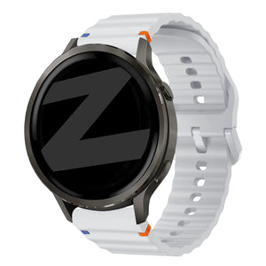 Silicone Strap 'Wave', light grey, on a watch, 3/4 front view