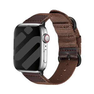 Nylon Canvas Strap, brown, on a watch, 3/4 front view