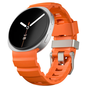 Silicone Strap Extreme, orange, on a watch, 3/4 front view