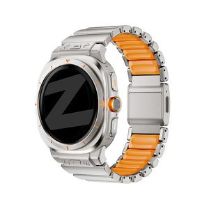 Bandz Samsung Galaxy Watch Ultra 2 Titanium Strap 'Hybrid' (Titanium/Orange)
