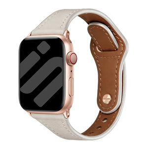 Correa cuero con cierre de presión Apple Watch (beige)