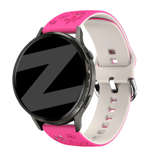 Bandz Garmin Vivoactive 5 Silicone Strap 'Flowers' (Bright Pink/Starlight)