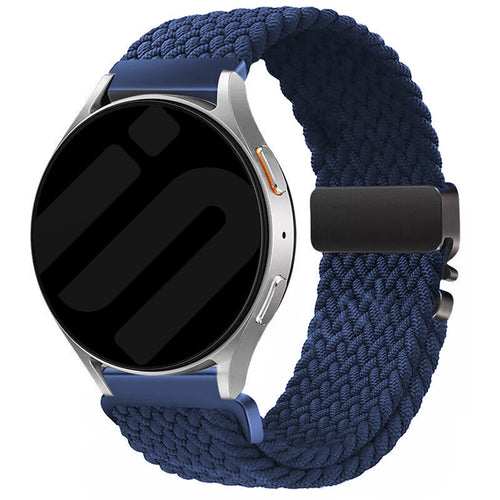 Nylon Braided Strap P-Buckle, blue, on a watch, 3/4 front view