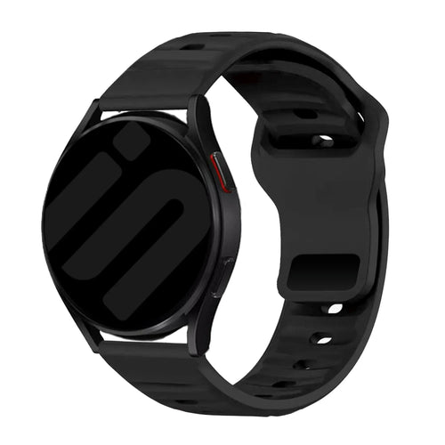 Outdoor Silicone Strap, black, on a watch, 3/4 front view