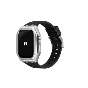 Reqior Funda de metal con correa de goma Apple Watch 45mm (plateado)