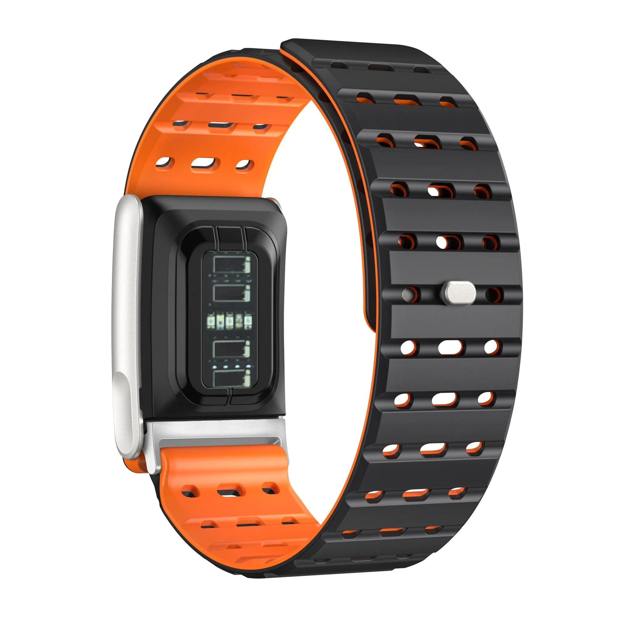 Correa silicona magnética compatible con Whoop MG (negro/naranja)