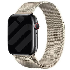 Milanese Strap, champagne, on a watch, 3/4 front view