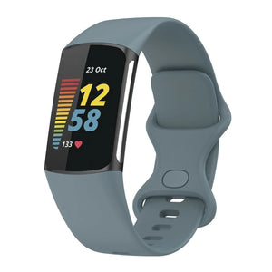 Silicone Strap, grey-blue, on a watch, 3/4 front view