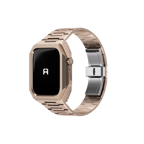 Reqior Funda con correa de acero 'Nautilus' Apple Watch 45mm (rosa dorado)