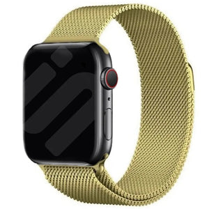 Milanese Strap, gold, on a watch, 3/4 front view