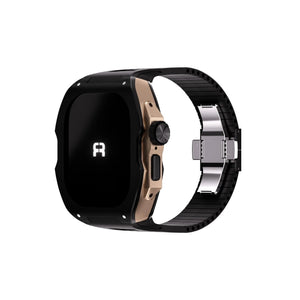 Reqior Funda con correa de goma Apple Watch Ultra (negro/rosa dorado)