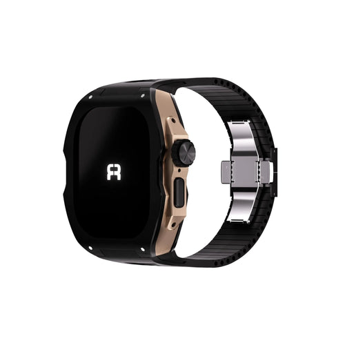 Reqior Funda con correa de goma Apple Watch Ultra (negro/rosa dorado)