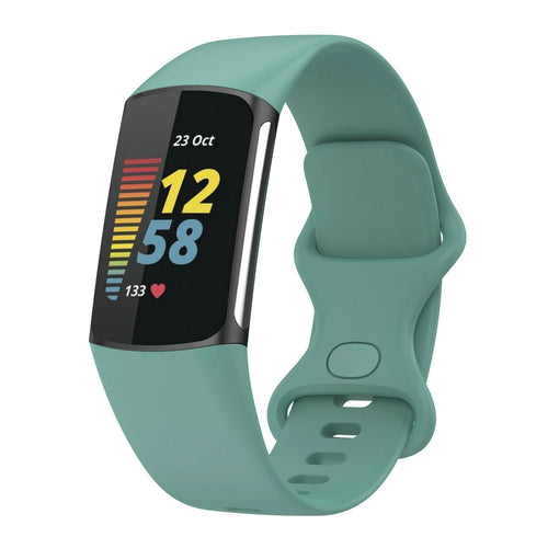 Silicone Strap, viridian, on a watch, 3/4 front view
