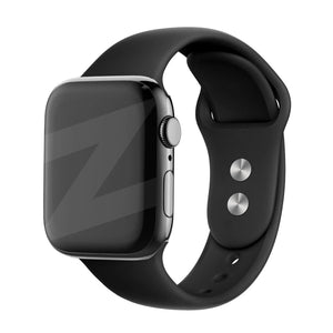 Dual Snap Silicone Strap, black, on a watch, 3/4 front view
