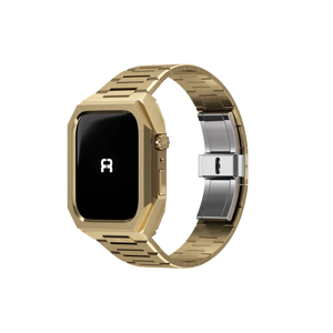 Reqior Funda con correa de acero 'Nautilus' Apple Watch 45mm (dorado)