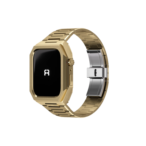Reqior Funda con correa de acero 'Nautilus' Apple Watch 45mm (dorado)