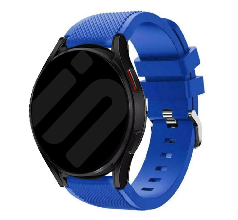 Twill Silicone Strap, blue, on a watch, 3/4 front view