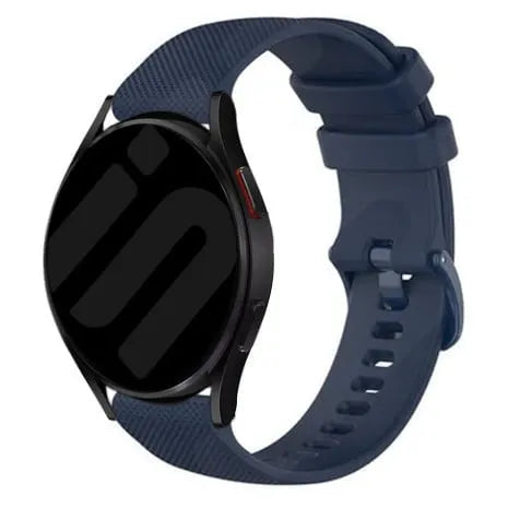Premium Silicone Strap, dark blue, on a watch, 3/4 front view