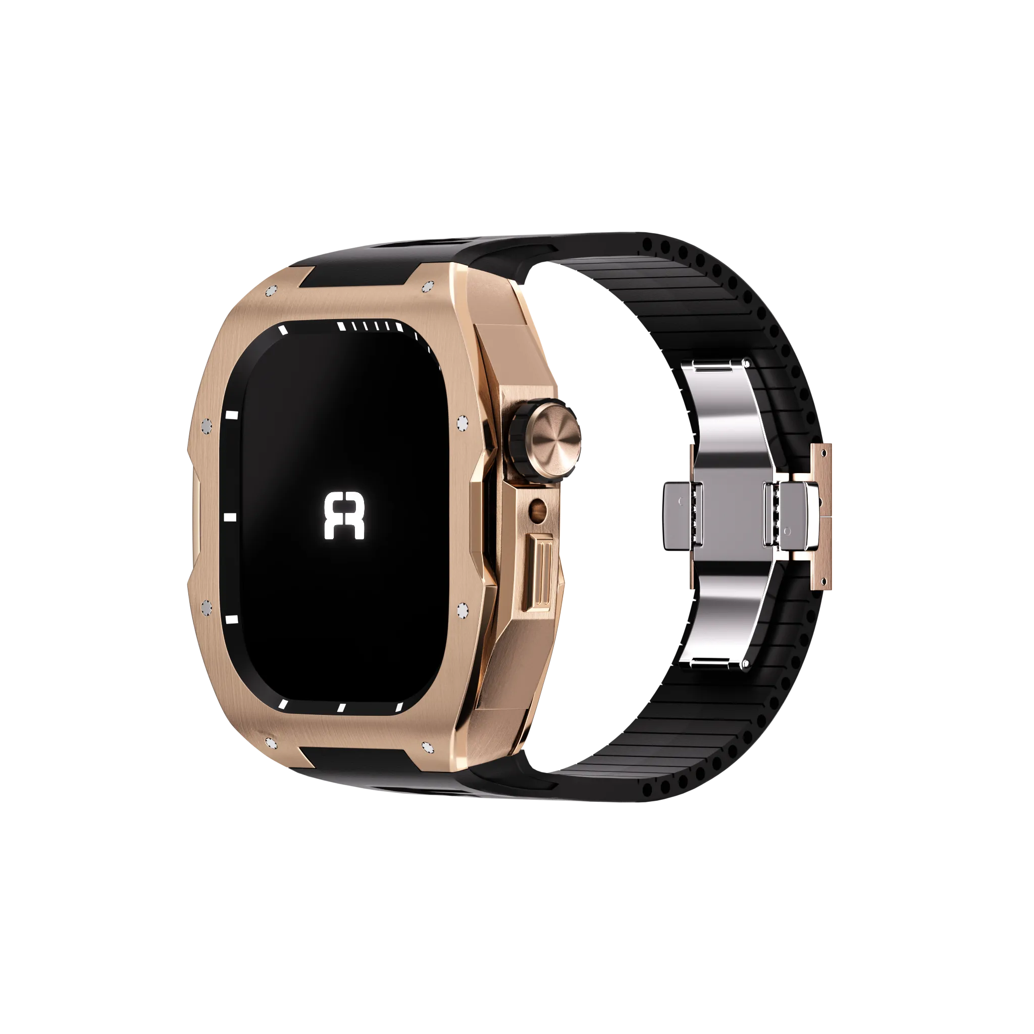 Reqior Funda con correa de goma Apple Watch 45mm (rosa dorado)