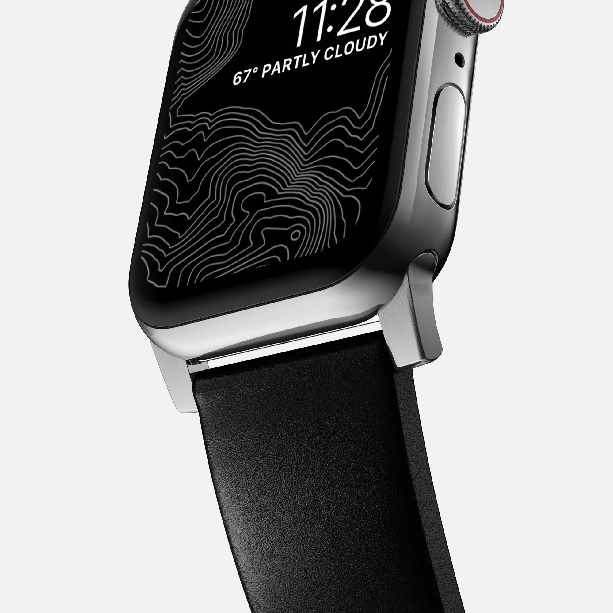Nomad Correa cuero moderna Apple Watch (negro/plateado)