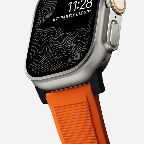 Nomad Rugged Apple Watch Silicone Strap (Black/Ultra Orange)