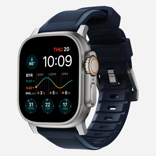 Nomad Correa de silicona resistente Apple Watch plateado/atlantico azul)