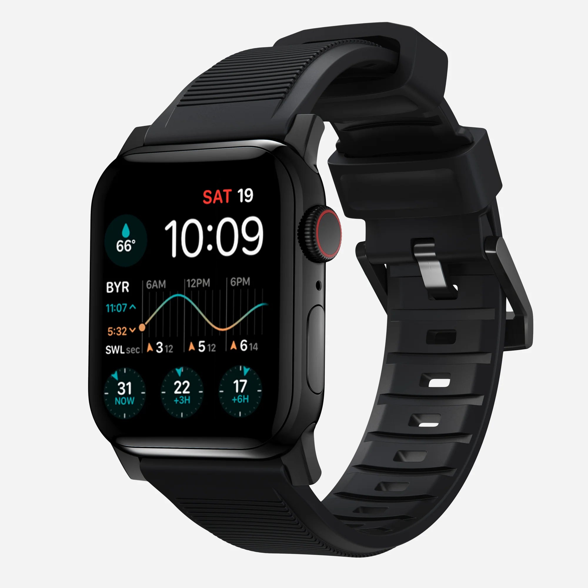 Nomad Correa de silicona resistente Apple Watch (negro)