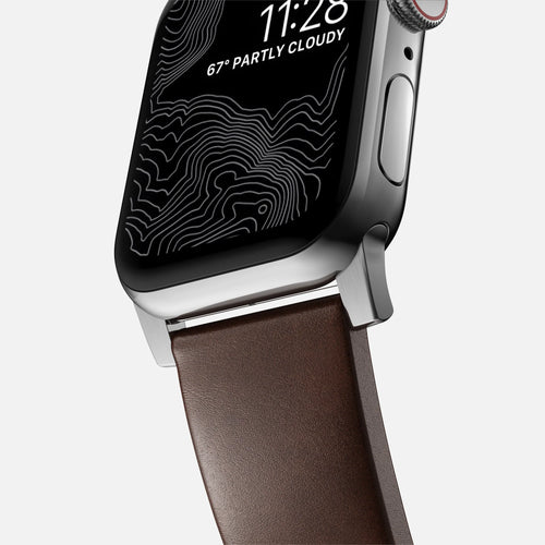 Nomad Correa cuero moderna Apple Watch (marrón/plateado)