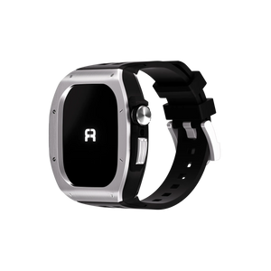 Reqior Funda de polímero y metal con correa de goma Apple Watch 45mm (plateado)