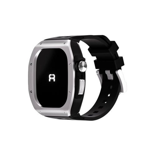 Reqior Funda de polímero y metal con correa de goma Apple Watch 45mm (plateado)