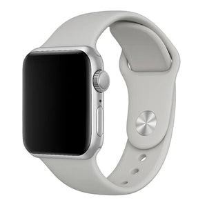 Silicone Strap, grey, on a watch, 3/4 front view