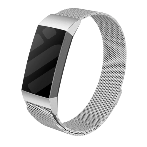 Milanese Strap, silver, on a watch, 3/4 front view