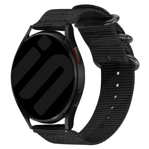 Nylon Buckle Strap, black, on a watch, 3/4 front view