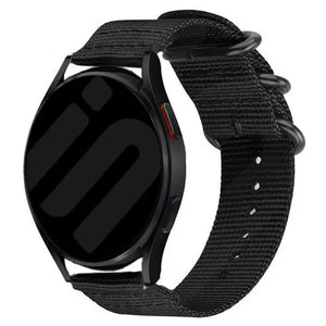 Nylon Buckle Strap, black, on a watch, 3/4 front view