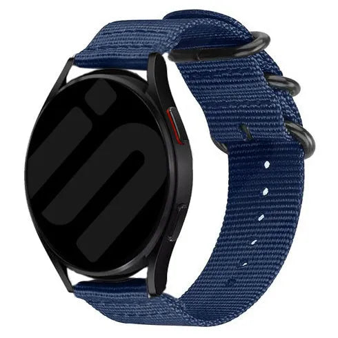 Nylon Buckle Strap, blue, on a watch, 3/4 front view