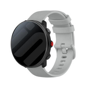 Premium Silicone Strap, grey, on a watch, 3/4 front view