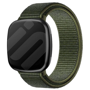Nylon Strap, green, on a watch, 3/4 front view