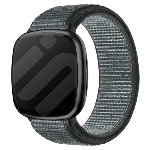 Nylon Strap, grey-green, on a watch, 3/4 front view