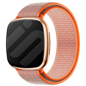 Nylon Strap, orange, on a watch, 3/4 front view