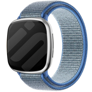 Nylon Strap, light blue, on a watch, 3/4 front view
