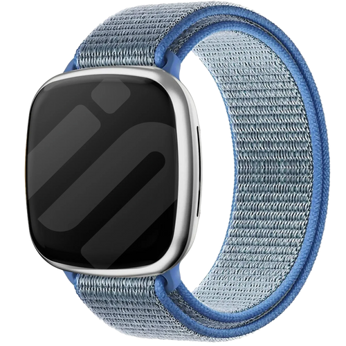 Nylon Strap, light blue, on a watch, 3/4 front view