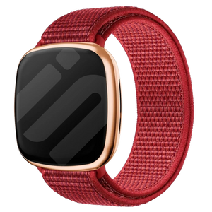 Nylon Strap, red, on a watch, 3/4 front view
