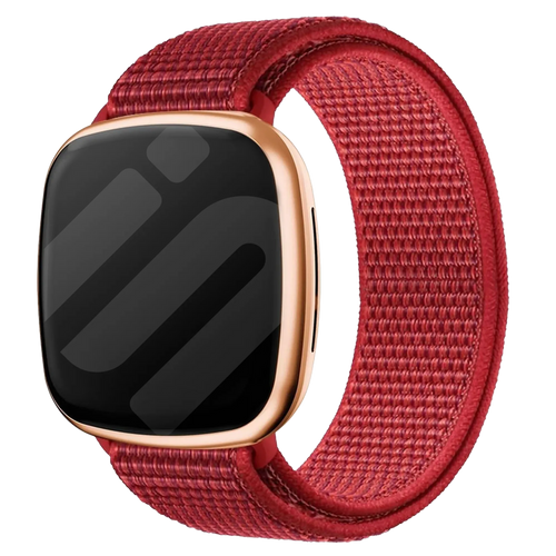 Nylon Strap, red, on a watch, 3/4 front view